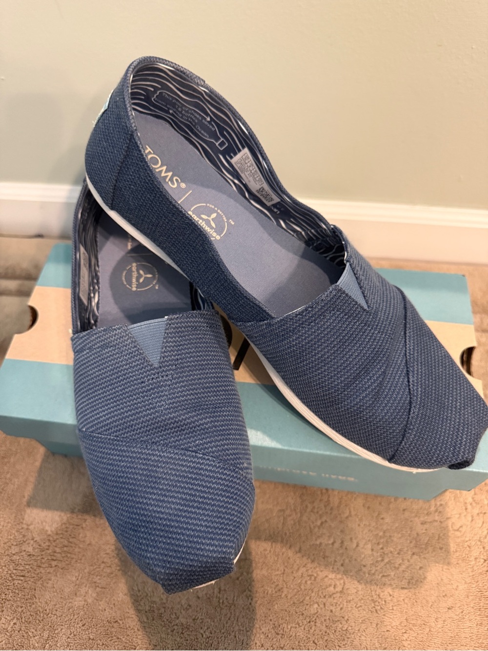 TOMS Women’s Alpargata Slip-On Shoes in Denim Blue